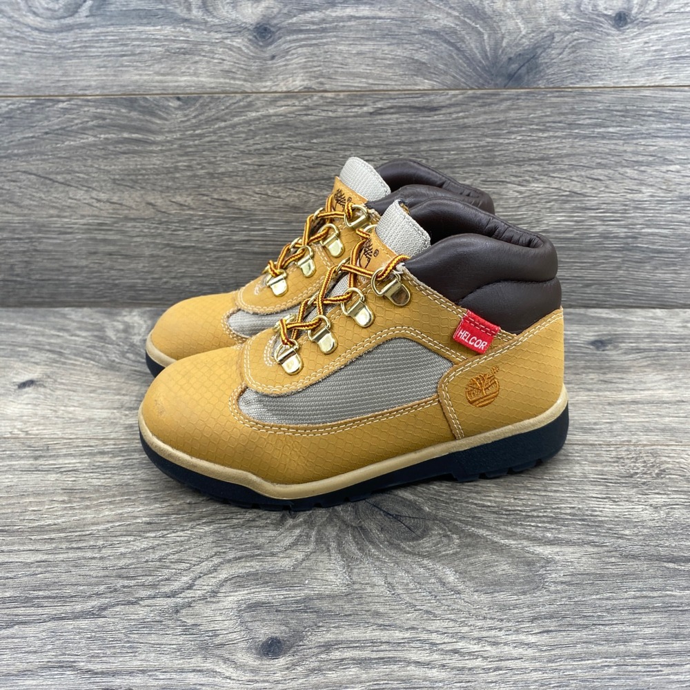 Timberland Field Boot Kids Size 13.5 Wheat Helcor Leather Mesh Hiking Boots